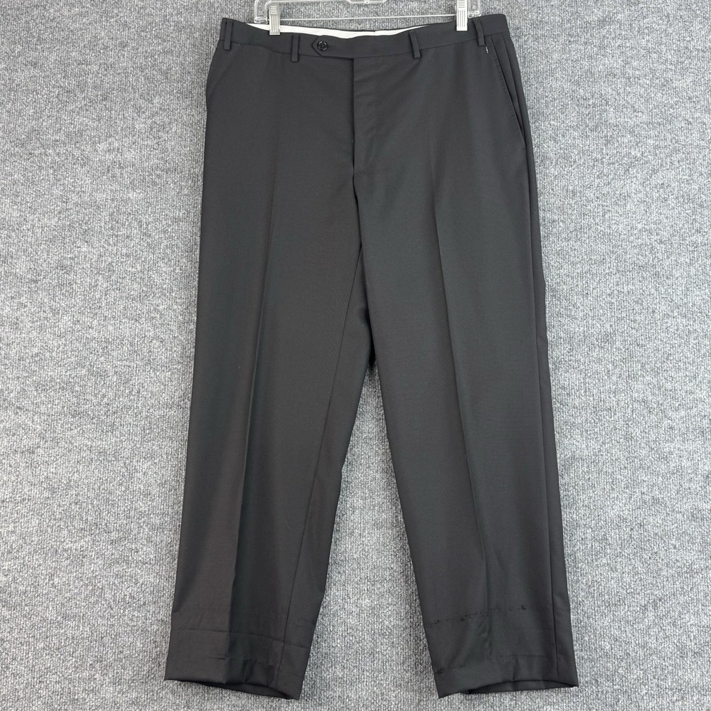 Canali Dress Pants Mens 34x29 Black Tessuto 100% Wool Made in Italy Straight